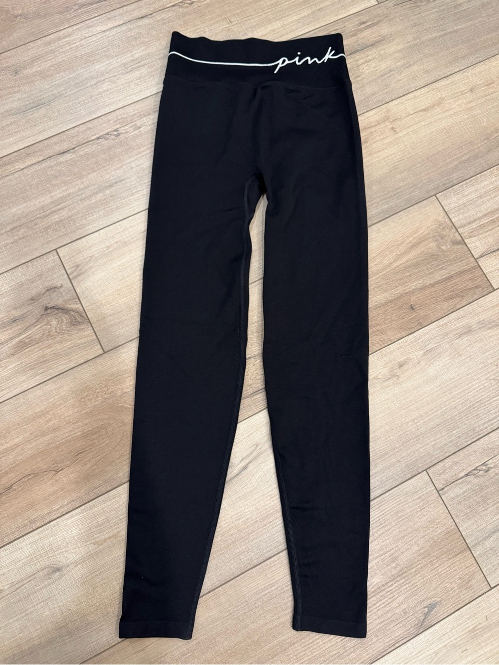 Victoria’s Secret PINK Active High Waist Full Length Leggings Black S Logo
